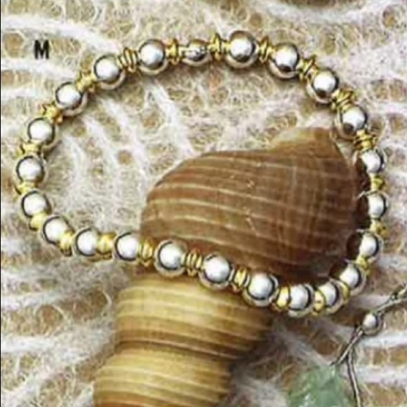 Rare Silpada Sterling Silver and Gold Plated Bead Stretch Bracelet B0778 - Picture 6 of 14